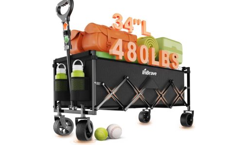 InBrave Extra Long Collapsible Beach Wagon Cart