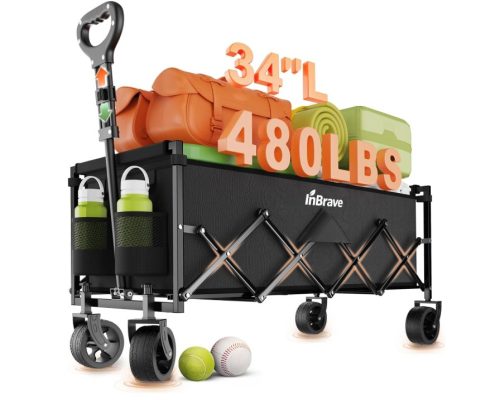 InBrave Extra Long Collapsible Beach Wagon Cart